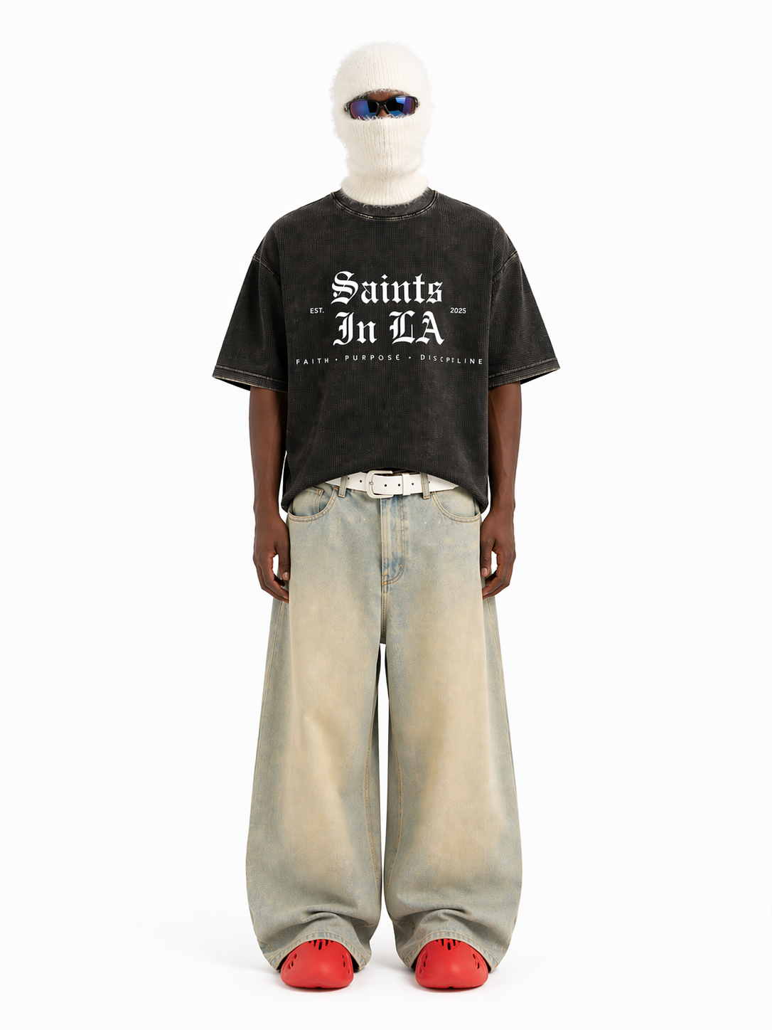 Saints in LA Textured Waffle Boxy Tee