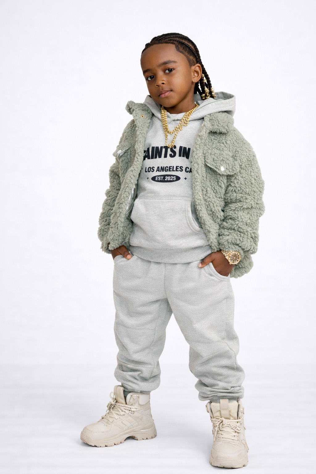 SAINTS IN LA Kids Essential Hoodie – Heather Grey