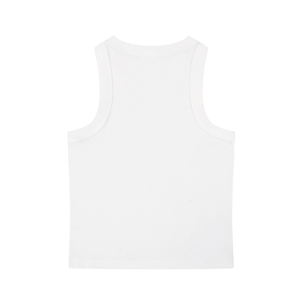 SAINTS IN LA White Luxe Cropped Tank – Black Gothic Logo