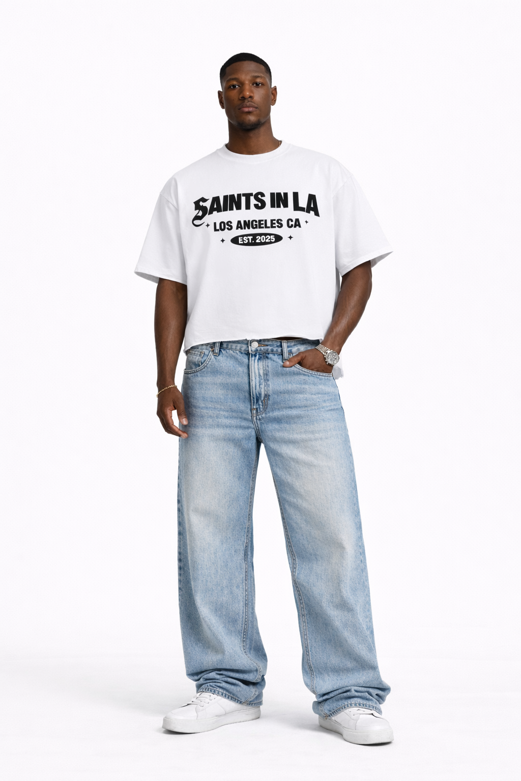 SAINTS IN LA – Heritage Cropped Tee (White)