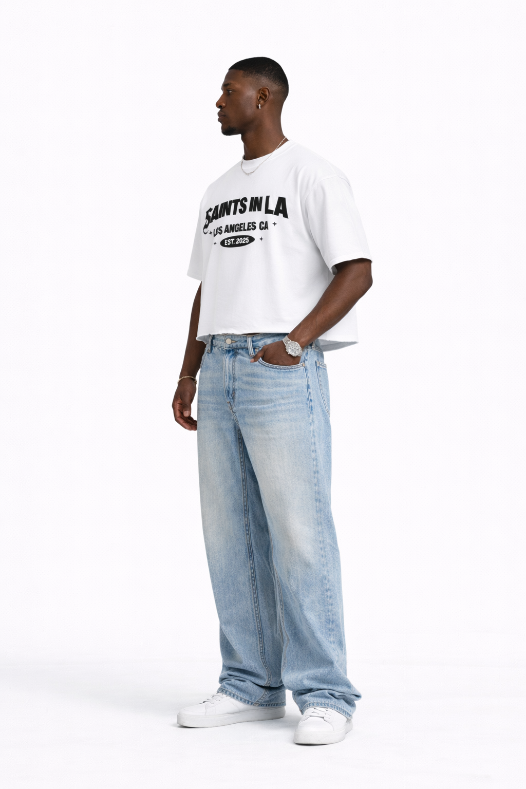 SAINTS IN LA – Heritage Cropped Tee (White)