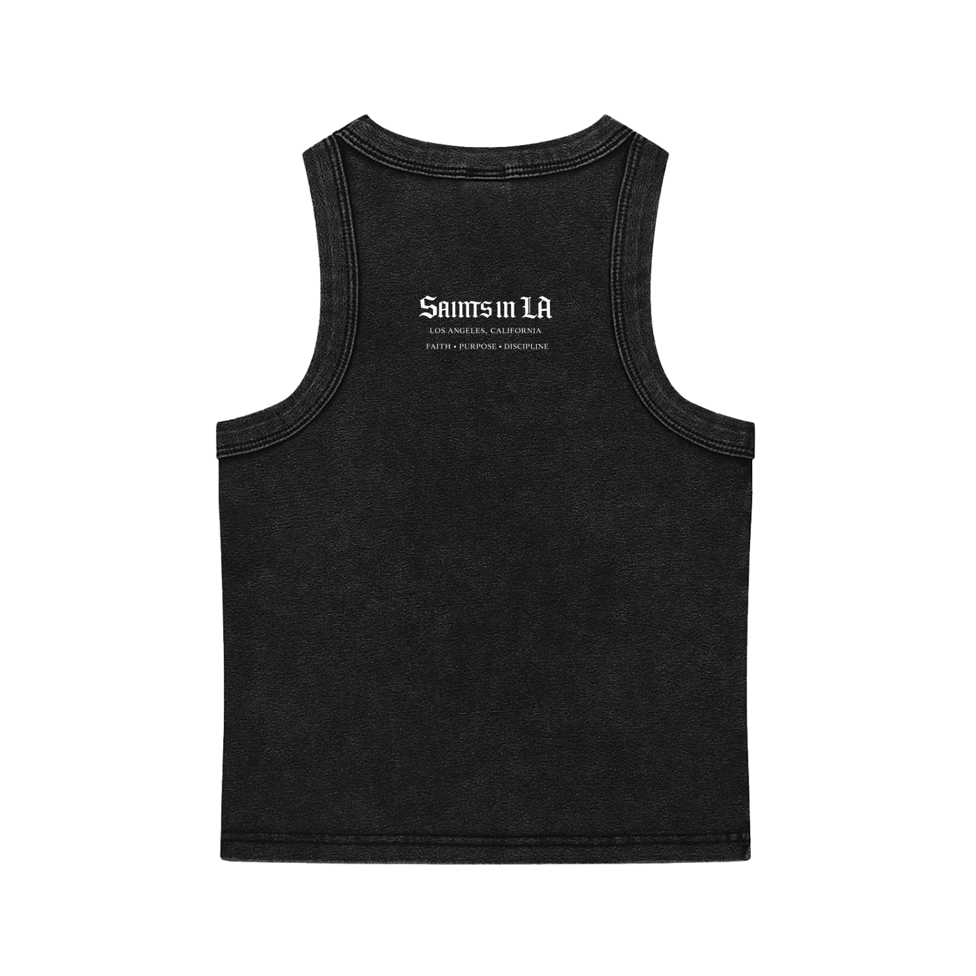 SAINTS IN LA Midnight Noir Cropped Tank –Gothic Logo